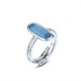 Anello con pietra blu marino ovale a bacchetta