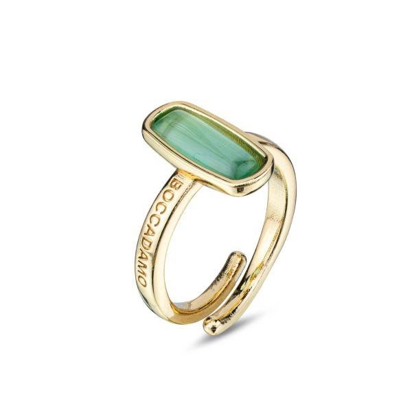 Anello con pietra verde acqua ovale a bacchetta