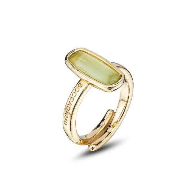 Anello con pietra verde chiaro ovale a bacchetta