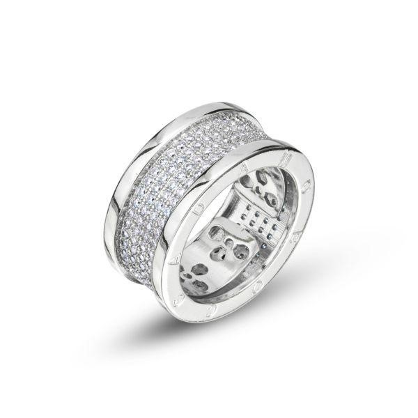 Anello a fascia piccolo con texture sferica e zirconi