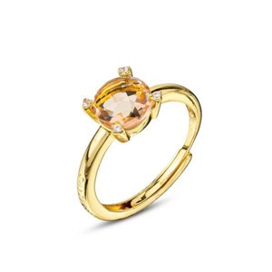 Anello con cristallo piccolo peach e brand inciso