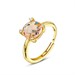 Anello con cristallo peach grande e brand inciso