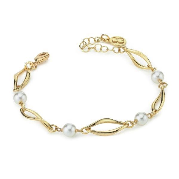 Bracciale con perle e profili a forma di foglie