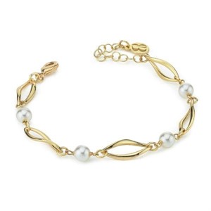 Bracciale con perle e profili a forma di foglie