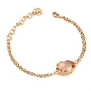Bracciale a doppia catena con cristallo peach centrale