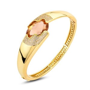 Bracciale rigido a fascia larga con cristallo peach