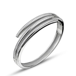 Bracciale rigido a spirale e pavè di zirconi