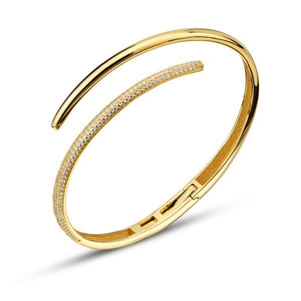 Bracciale rigido a spirale con pavè di zirconi