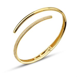 Bracciale rigido a spirale con pavè di zirconi