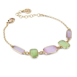 Bracciale con pietre di colore verde chiaro e rosa