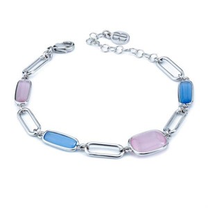 Bracciale con pietre di colore rosa e blu marino
