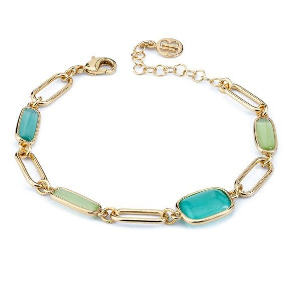 Bracciale con pietre di colore verde chiaro e verde acqua