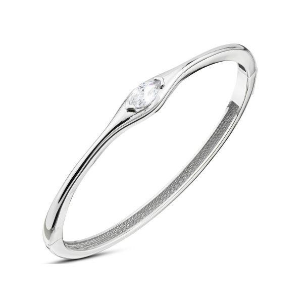 Bracciale rigido con zircone centrale navette