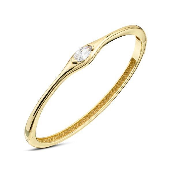 Bracciale rigido con zircone centrale navette