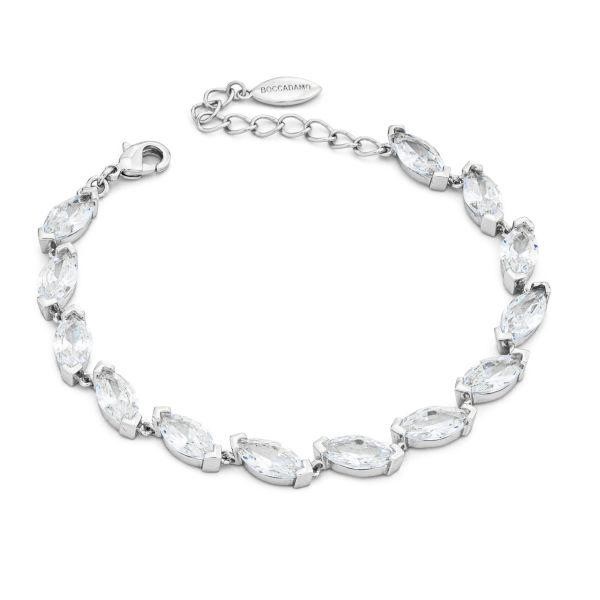 Bracciale con fila di zirconi navette e brand