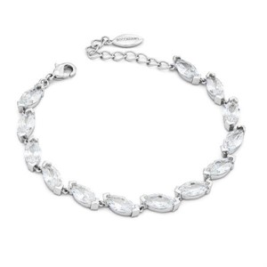 Bracciale con fila di zirconi navette e brand
