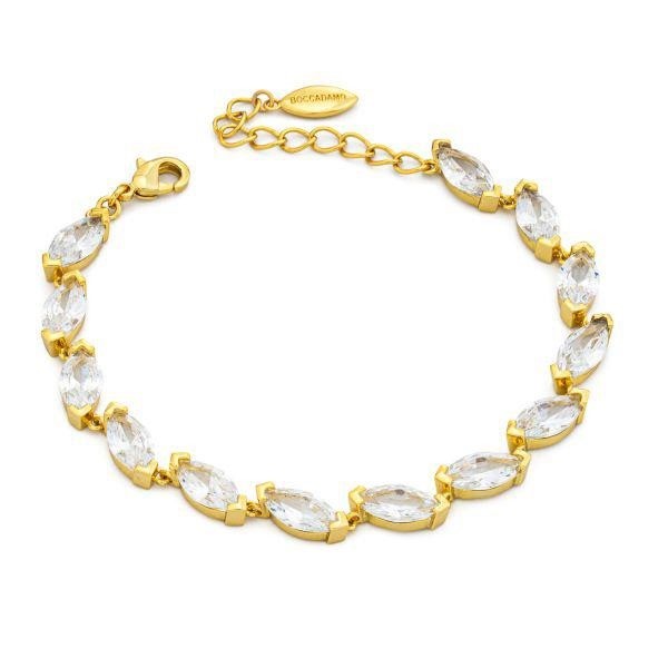 Bracciale con fila di zirconi navette e brand