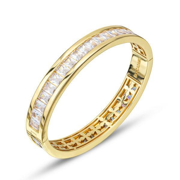 Bracciale rigido a fascia larga con zirconi