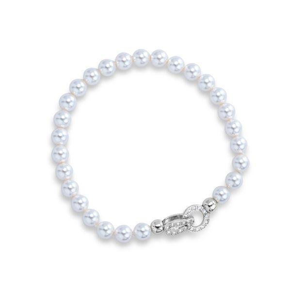 Bracciale con filo di perle con chiusura zirconi