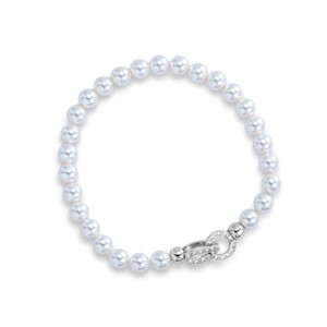 Bracciale con filo di perle con chiusura zirconi