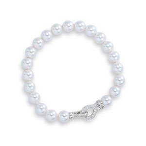 Bracciale con filo di perle con chiusura zirconi