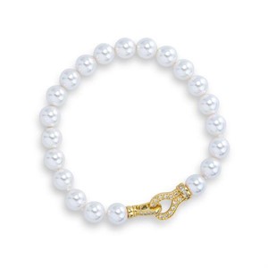 Bracciale con filo di perle con chiusura zirconi
