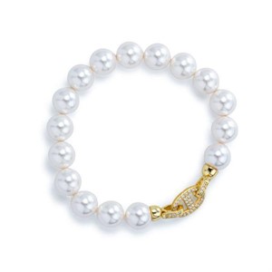 Bracciale con filo di perle con chiusura maglia zirconi