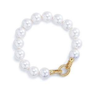Bracciale con filo di perle big con chiusura maglia zirconi