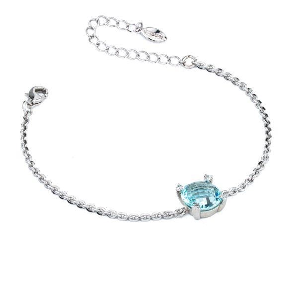 Bracciale con cristallo acquamarina centrale