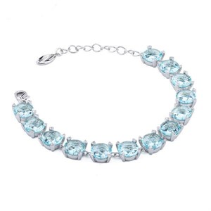 Bracciale con fila di cristalli acquamarina