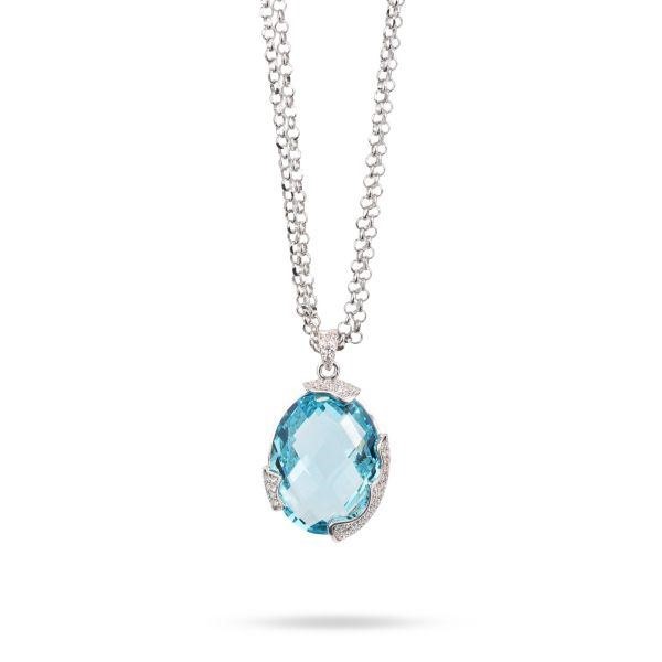 Collana a doppia catena con cristallo sfaccettato