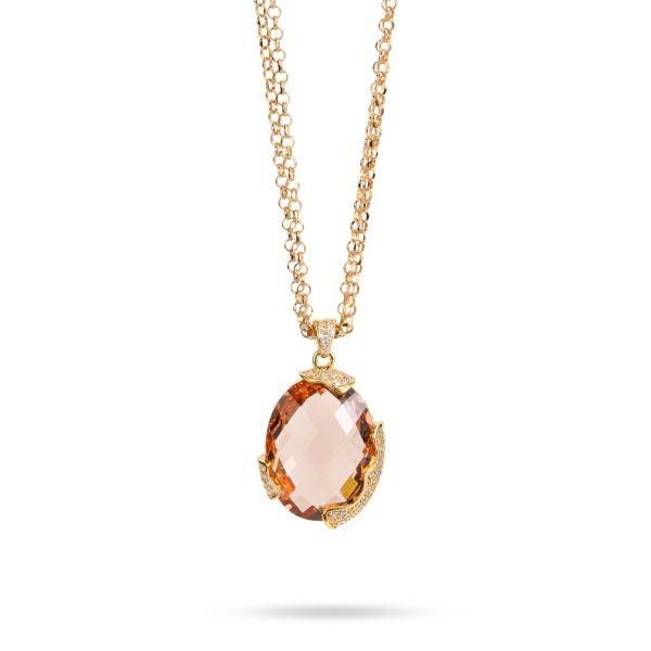 Collana a doppia catena con cristallo sfaccettato