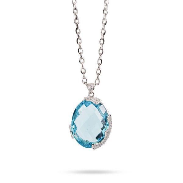 Collana a doppia catena con cristallo Grande sfaccettato