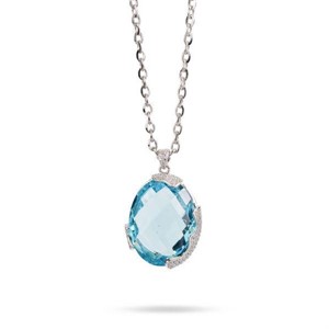 Collana a doppia catena con cristallo Grande sfaccettato