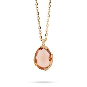 Collana a doppia catena con cristallo Grande sfaccettato