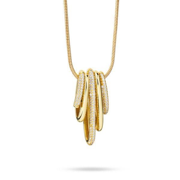 Collana con pendente a cascata in pavè di zirconi