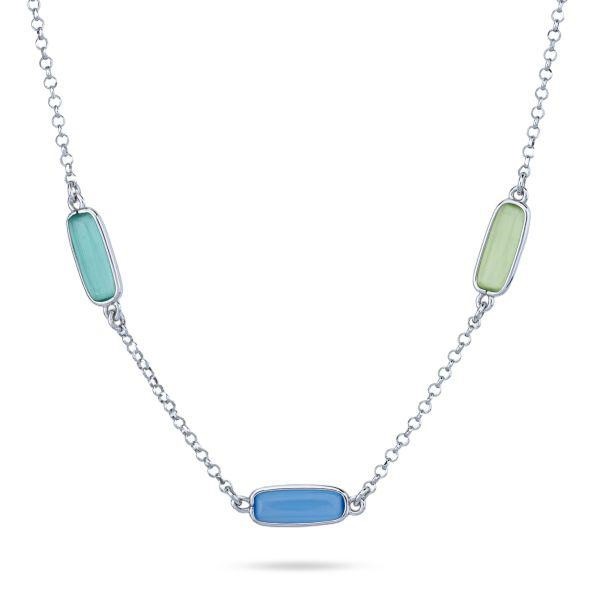 Collana girocollo con pietre ovali multicolor