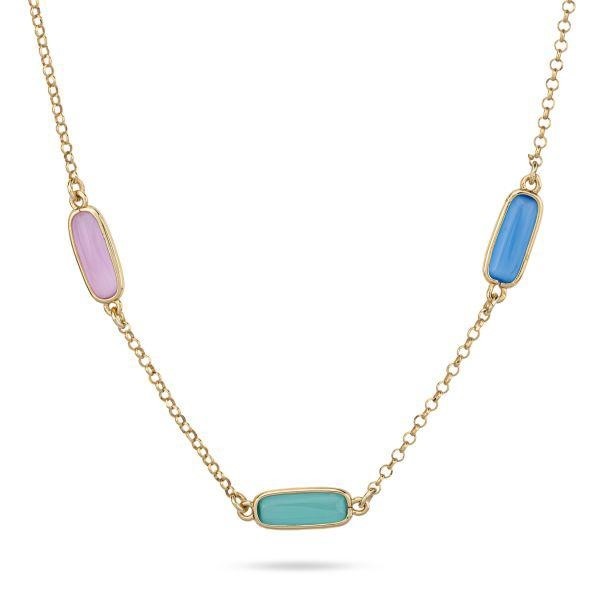 Collana girocollo con pietre ovali multicolor