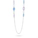 Collana lunga con pietre multiforme rosa e blu marino