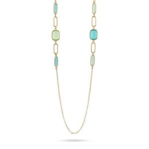 Collana lunga con pietre verde chiaro e verde acqua