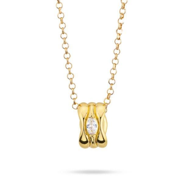 Girocollo con zircone navette incastonato e pendente