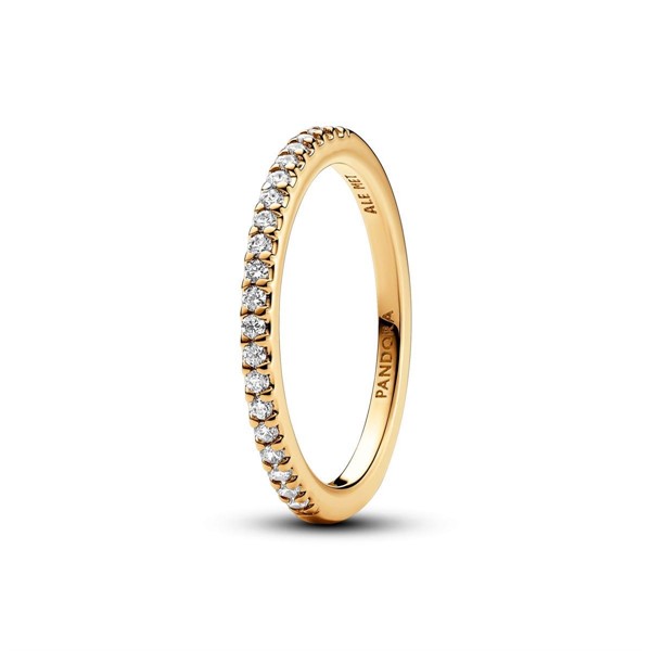 Anello Pavè Fascia Sottile  Placcatura in Oro 14k