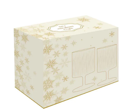 Set 2 Bicchieri da Vino con Bordatura in Oro