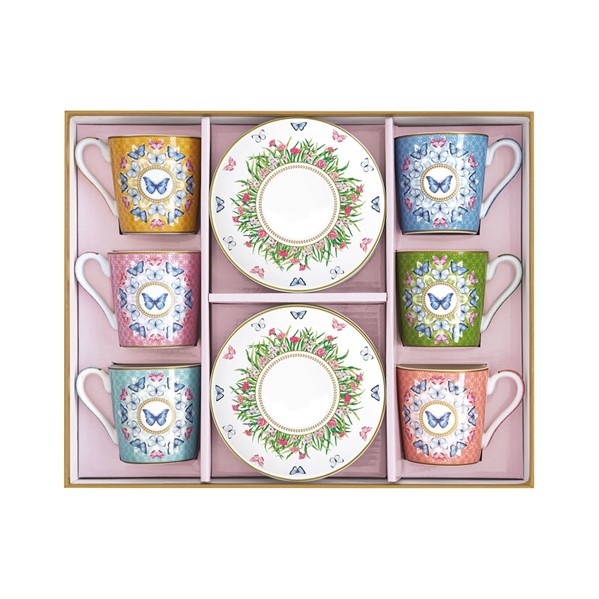 Set 6 tazzine espr.100 ml c/piattini SPRING PARADE