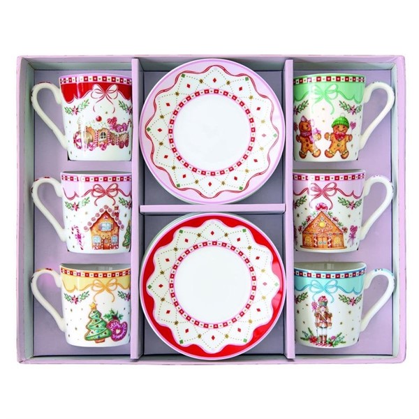 Set 6 tazzine espr.100 ml c/piattini SWEET CHRISTMAS