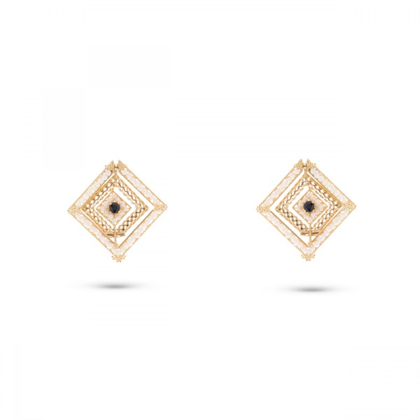 Orecchini in Oro con Smeraldi e Microperle