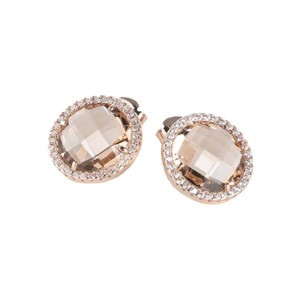 Orecchini a lobo con cristalli peach e zirconi