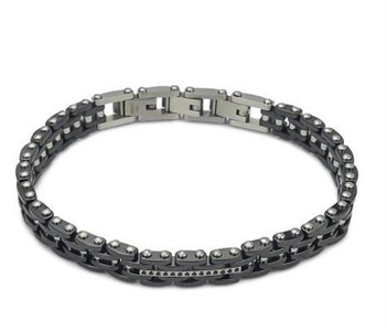 Bracciale a moduli grandi in Pvd nero e zirconi