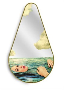 Specchio Cornice Oro a Pera - Ragazza al Mare