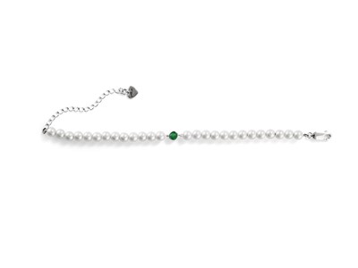 Bracciale in Argento con Perle e Zircone Verde